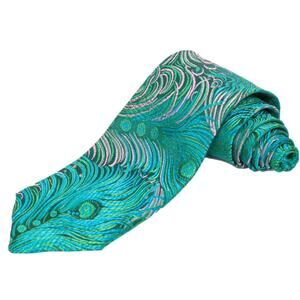 Peacock Pattern Necktie | Teal/Pink